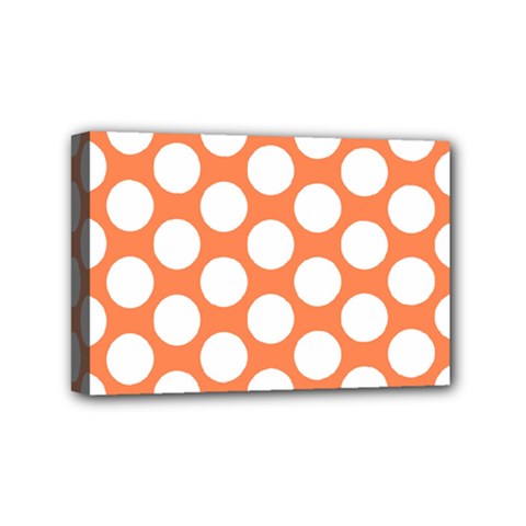 Orange Polkadot Mini Canvas 6  x 4  (Framed) from ArtsNow.com