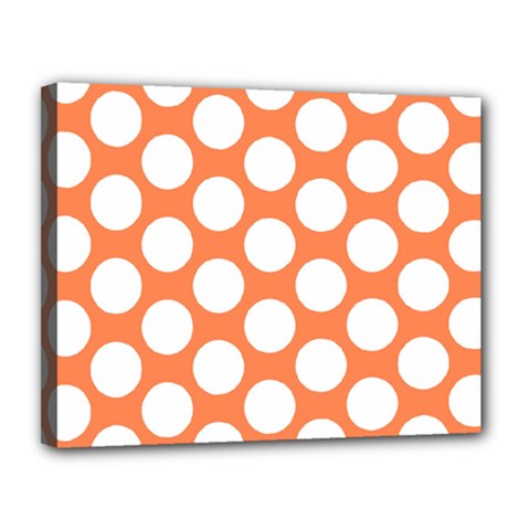 Orange Polkadot Canvas 14  x 11  (Framed) from ArtsNow.com