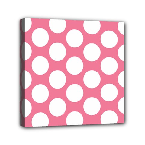 Pink Polkadot Mini Canvas 6  x 6  (Framed) from ArtsNow.com