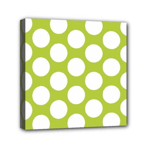 Spring Green Polkadot Mini Canvas 6  x 6  (Framed) from ArtsNow.com