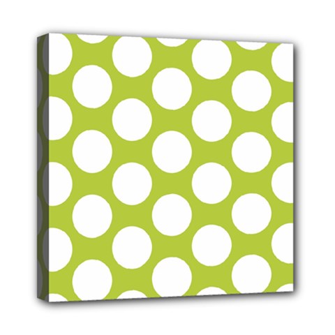 Spring Green Polkadot Mini Canvas 8  x 8  (Framed) from ArtsNow.com