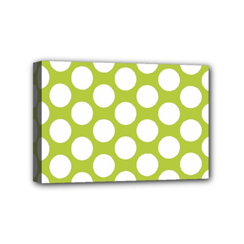 Spring Green Polkadot Mini Canvas 6  x 4  (Framed) from ArtsNow.com