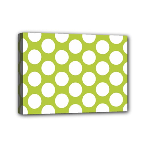 Spring Green Polkadot Mini Canvas 7  x 5  (Framed) from ArtsNow.com