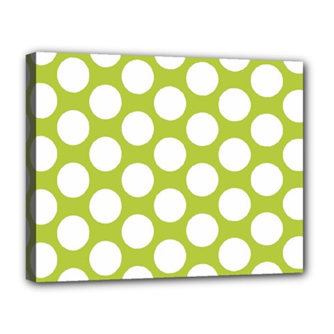 Spring Green Polkadot Canvas 14  x 11  (Framed) from ArtsNow.com