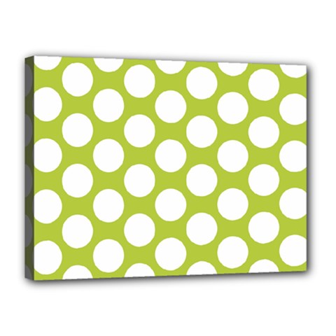 Spring Green Polkadot Canvas 16  x 12  (Framed) from ArtsNow.com