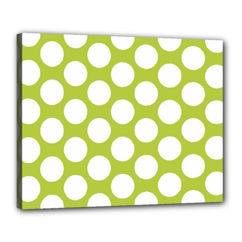 Spring Green Polkadot Canvas 20  x 16  (Framed) from ArtsNow.com