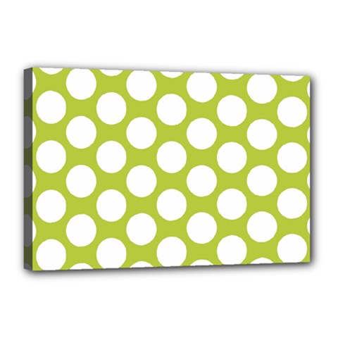 Spring Green Polkadot Canvas 18  x 12  (Framed) from ArtsNow.com