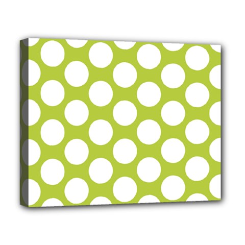 Spring Green Polkadot Deluxe Canvas 20  x 16  (Framed) from ArtsNow.com