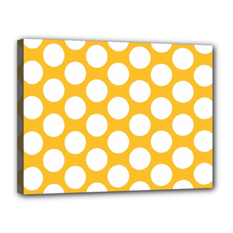 Sunny Yellow Polkadot Canvas 16  x 12  (Framed) from ArtsNow.com