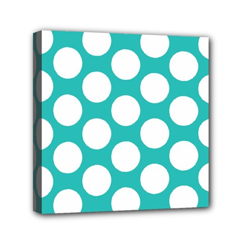 Turquoise Polkadot Pattern Mini Canvas 6  x 6  (Framed) from ArtsNow.com