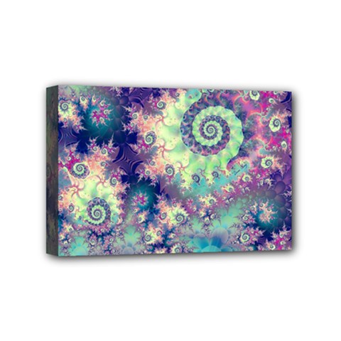 Violet Teal Sea Shells, Abstract Underwater Forest Mini Canvas 6  x 4  (Stretched) from ArtsNow.com