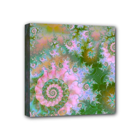 Rose Forest Green, Abstract Swirl Dance Mini Canvas 4  x 4  (Framed) from ArtsNow.com