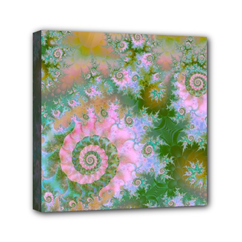 Rose Forest Green, Abstract Swirl Dance Mini Canvas 6  x 6  (Framed) from ArtsNow.com