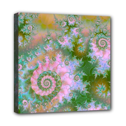 Rose Forest Green, Abstract Swirl Dance Mini Canvas 8  x 8  (Framed) from ArtsNow.com