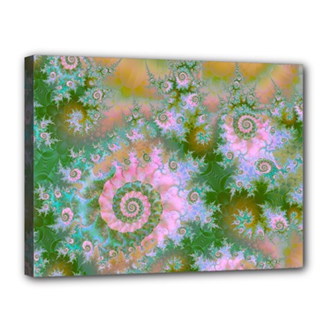 Rose Forest Green, Abstract Swirl Dance Canvas 16  x 12  (Framed) from ArtsNow.com