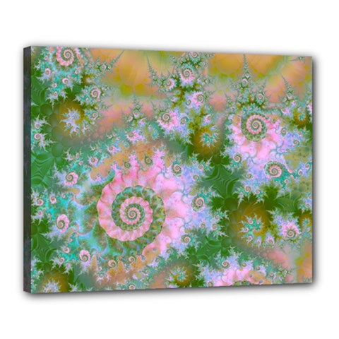 Rose Forest Green, Abstract Swirl Dance Canvas 20  x 16  (Framed) from ArtsNow.com