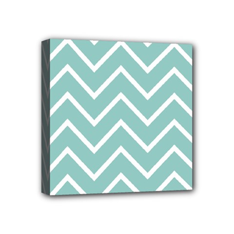 Blue And White Chevron Mini Canvas 4  x 4  (Framed) from ArtsNow.com