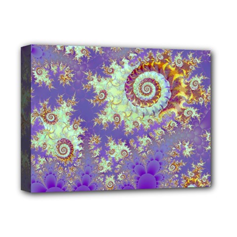 Sea Shell Spiral, Abstract Violet Cyan Stars Deluxe Canvas 16  x 12  (Framed)  from ArtsNow.com