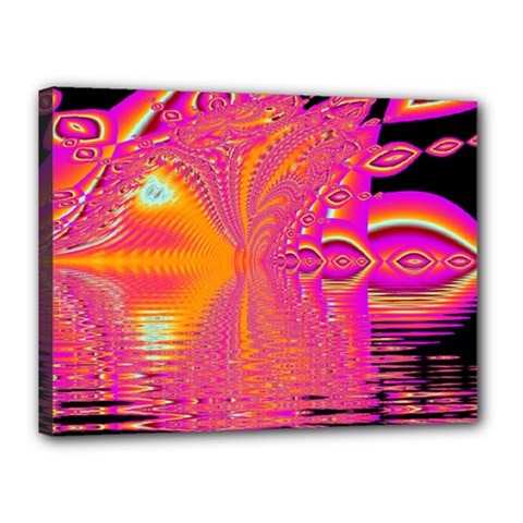 Magenta Boardwalk Carnival, Abstract Ocean Shimmer Canvas 16  x 12  (Framed) from ArtsNow.com