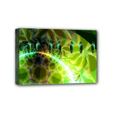 Dawn Of Time, Abstract Lime & Gold Emerge Mini Canvas 6  x 4  (Framed) from ArtsNow.com