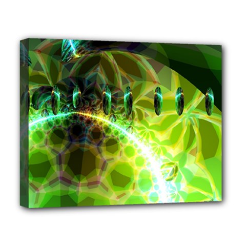 Dawn Of Time, Abstract Lime & Gold Emerge Deluxe Canvas 20  x 16  (Framed) from ArtsNow.com