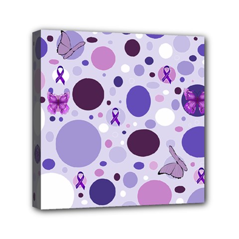 Purple Awareness Dots Mini Canvas 6  x 6  (Framed) from ArtsNow.com