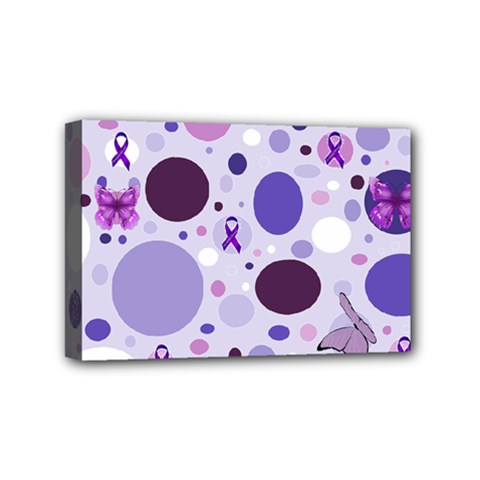 Purple Awareness Dots Mini Canvas 6  x 4  (Framed) from ArtsNow.com