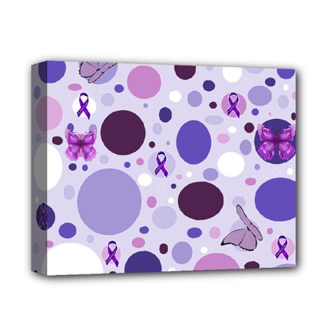 Purple Awareness Dots Deluxe Canvas 14  x 11  (Framed) from ArtsNow.com