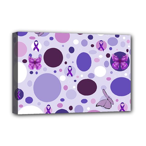 Purple Awareness Dots Deluxe Canvas 18  x 12  (Framed) from ArtsNow.com