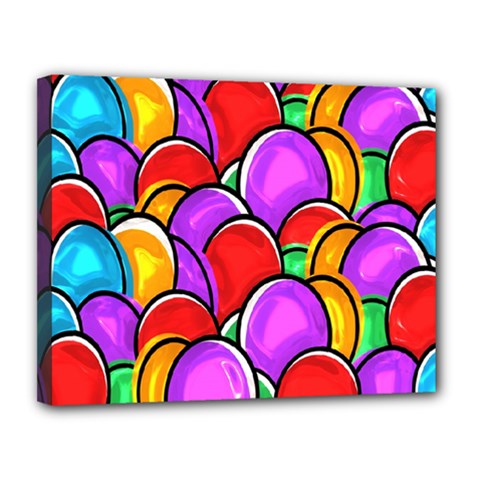 Colored Easter Eggs Canvas 14  x 11  (Framed) from ArtsNow.com