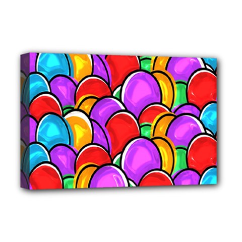 Colored Easter Eggs Deluxe Canvas 18  x 12  (Framed) from ArtsNow.com