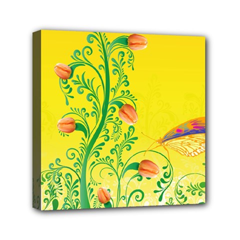 Whimsical Tulips Mini Canvas 6  x 6  (Framed) from ArtsNow.com