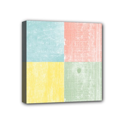 Pastel Textured Squares Mini Canvas 4  x 4  (Framed) from ArtsNow.com