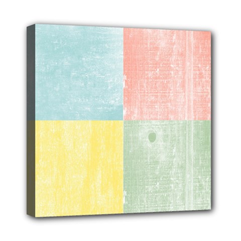 Pastel Textured Squares Mini Canvas 8  x 8  (Framed) from ArtsNow.com