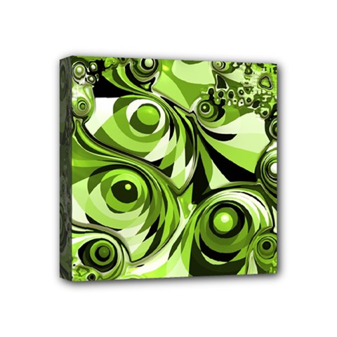 Retro Green Abstract Mini Canvas 4  x 4  (Framed) from ArtsNow.com