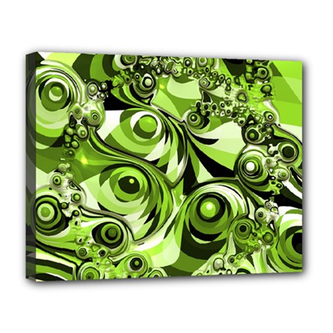 Retro Green Abstract Canvas 14  x 11  (Framed) from ArtsNow.com