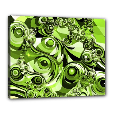 Retro Green Abstract Canvas 20  x 16  (Framed) from ArtsNow.com