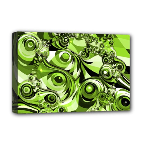 Retro Green Abstract Deluxe Canvas 18  x 12  (Framed) from ArtsNow.com