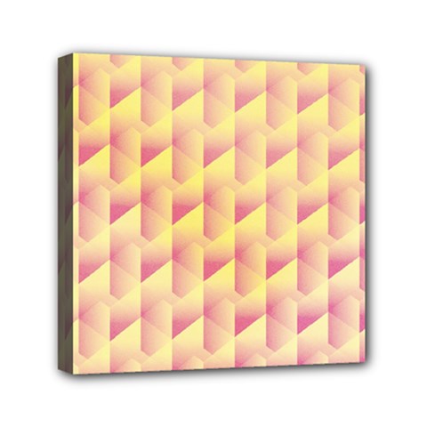 Geometric Pink & Yellow  Mini Canvas 6  x 6  (Framed) from ArtsNow.com