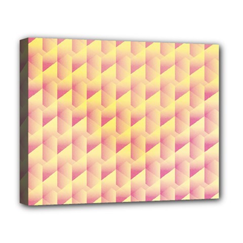 Geometric Pink & Yellow  Deluxe Canvas 20  x 16  (Framed) from ArtsNow.com