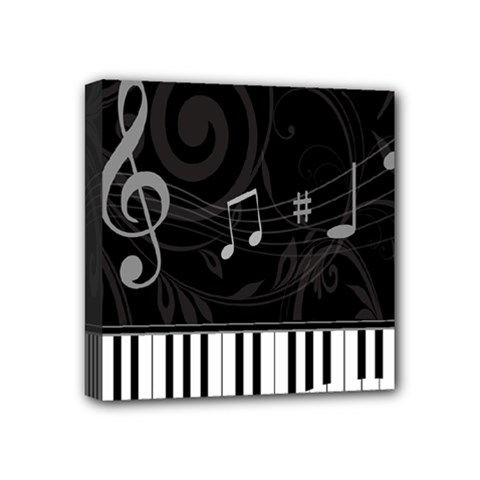 Whimsical Piano keys and music notes Mini Canvas 4  x 4  (Stretched) from ArtsNow.com