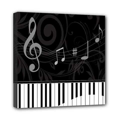 Whimsical Piano keys and music notes Mini Canvas 8  x 8  (Stretched) from ArtsNow.com