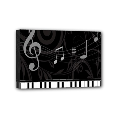 Whimsical Piano keys and music notes Mini Canvas 6  x 4  (Stretched) from ArtsNow.com