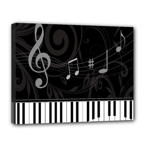 Whimsical Piano keys and music notes Canvas 14  x 11  (Stretched) from ArtsNow.com