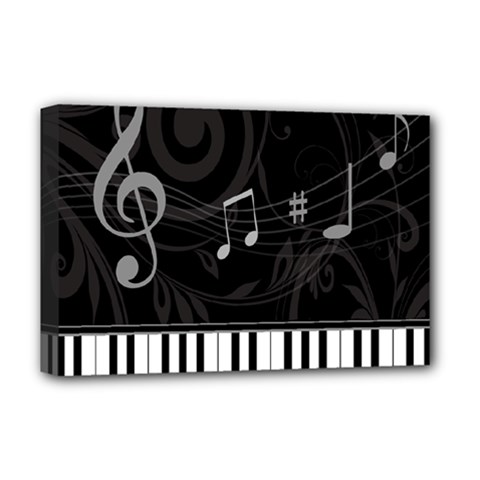 Whimsical Piano keys and music notes Deluxe Canvas 18  x 12  (Stretched) from ArtsNow.com