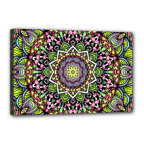 Psychedelic Leaves Mandala Canvas 18  x 12  (Framed) from ArtsNow.com