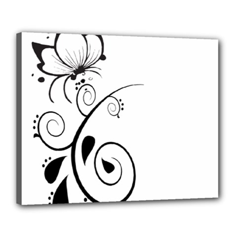 Floral Butterfly Design Canvas 20  x 16  (Framed) from ArtsNow.com