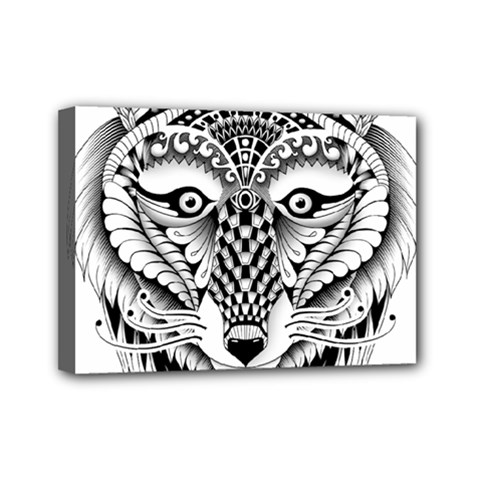 Ornate Foxy Wolf Mini Canvas 7  x 5  (Framed) from ArtsNow.com