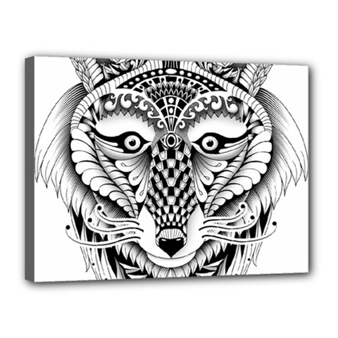 Ornate Foxy Wolf Canvas 16  x 12  (Framed) from ArtsNow.com