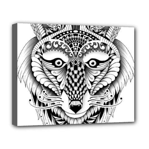 Ornate Foxy Wolf Deluxe Canvas 20  x 16  (Framed) from ArtsNow.com